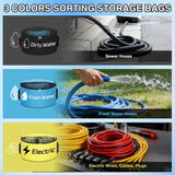 3 Pack RV Hose Storage Bag, Waterproof Utility Bag with Visible Cover & Dual Zipper Closure RV Storage and Organization for Sewer, Fresh Water Hoses Electrical Cords Camper Tools Accessories