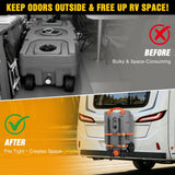 Portable RV Waste Tank Holder 2 Pack, Heavy Duty Adjustable RV Bumper Tote Tank Carrier for 4 Inch-4.5 Inch Square RV Bumpers, with Non-Slip Pads & 2 Ratchet Straps, Black