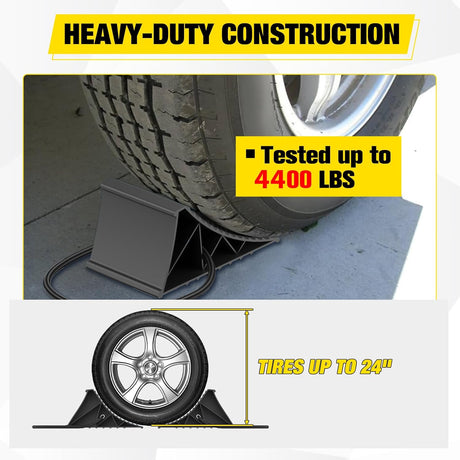 Wheel Chocks, Heavy Duty Wheel Stopper for Car, Truck, RV, Trailer, Caravan, Motorcycle, 8.7 Inch x 4.8 Inch x 4.2 Inch, 2-Pack(Black)