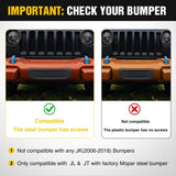 Front Brush Guard, Compatible with 2018-2025 Jeep Wrangler JL, 2019-2025 Gladiator JT, Steel Bar Grille Guard Fits Factory Rubicon Steel Bumper,3.12 inch Height to Clear Winch