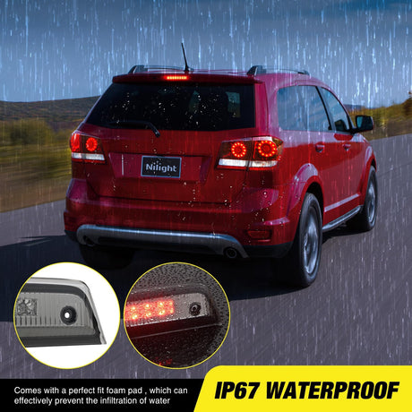 Third Brake Light Tail High Mount 3rd Stop Lights Smoked Lens Compatible with Dodge Journey 2010 2011 2012 2013 2014 2015 2016 Van SUV Rear Center Cab Lamp