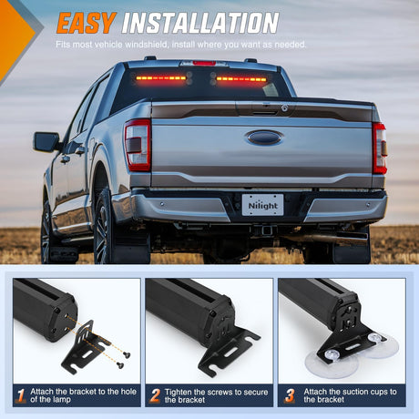 162 LED Traffic Advisor Strobe Light Bar 2-in-1 Amber Red Emergency Warning Hazard Lights with Controller 4 Switchable Color 36 Flash Pattern for Trucks Cars Tow Plow Construction Vehicles