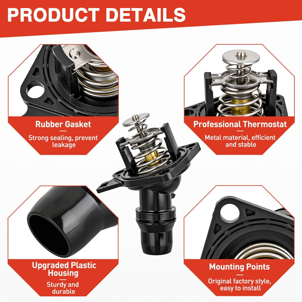 Thermostat Housing Assembly Compatible with Honda Accord 2003-2007 Element 2003-2011 Engine 2.4L L4 Coolant Thermostat Housing for Car 19301-RAA-A02 19301RAAA02 19301-RAA-A01 19301-R40-A01