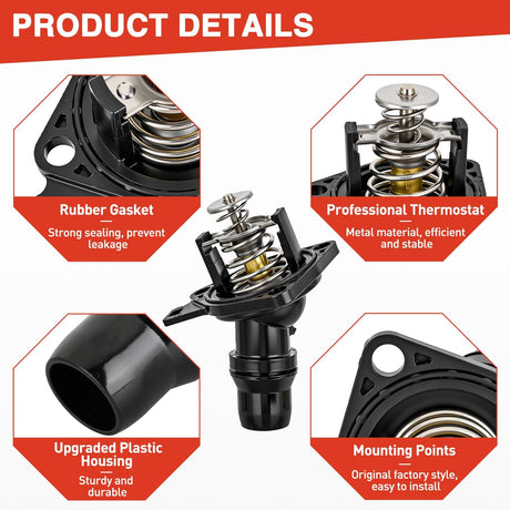 Thermostat Housing Assembly Compatible with Honda Accord 2003-2007 Element 2003-2011 Engine 2.4L L4 Coolant Thermostat Housing for Car 19301-RAA-A02 19301RAAA02 19301-RAA-A01 19301-R40-A01