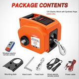 Boat Trailer Winch 3500 lbs Portable Electric Boat Winches 12 V DC Marine Winch with Steel Cable Remote Control & Hand Crank Power-In Freewheel Operat Waterproof Winch for Boat Trailer, Orange
