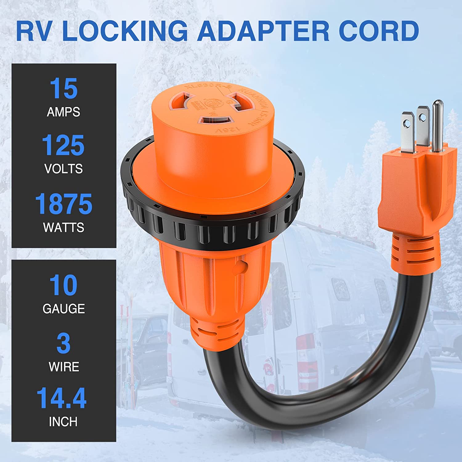 15Amp to 30Amp RV Locking Adapter Cord Nilight