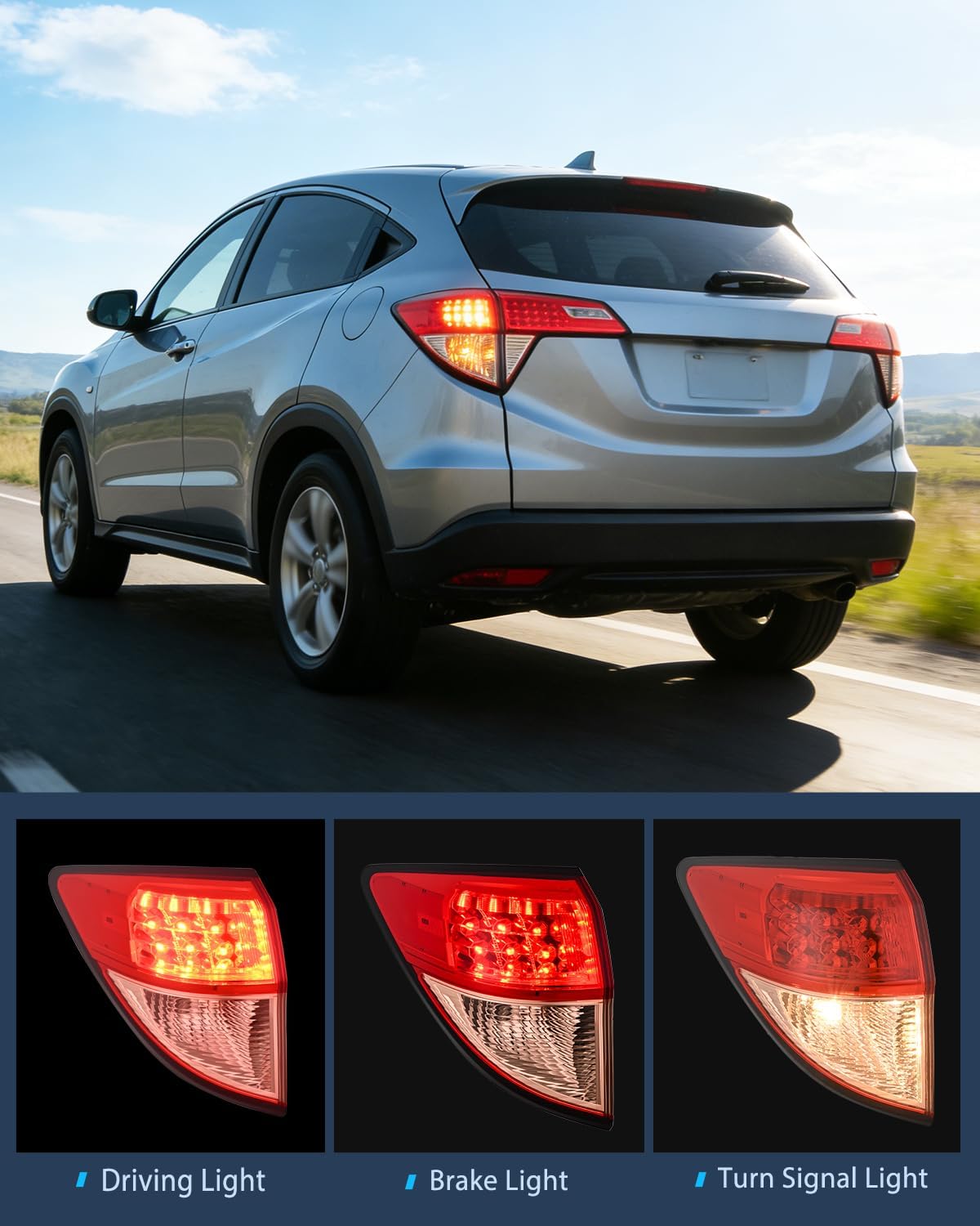 Taillight Assembly Compatible with 2016 2017 2018 Honda HRV Red Pink Tail Light OE Style Rear Outer Lamp Replacement Driver Side
