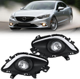 Fog Lights Assembly Compatible with 2013 2014 2015 MAZDA 6 Clear Lens Driver and Passenger Side H11 12V 55W Bulbs