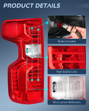 2019-2023 Chevy Silverado 1500 2020-2023 Silverado 2500HD 3500HD Taillight Assembly Rear Lamp Replacement OE Style Driver Passenger Side Nilight