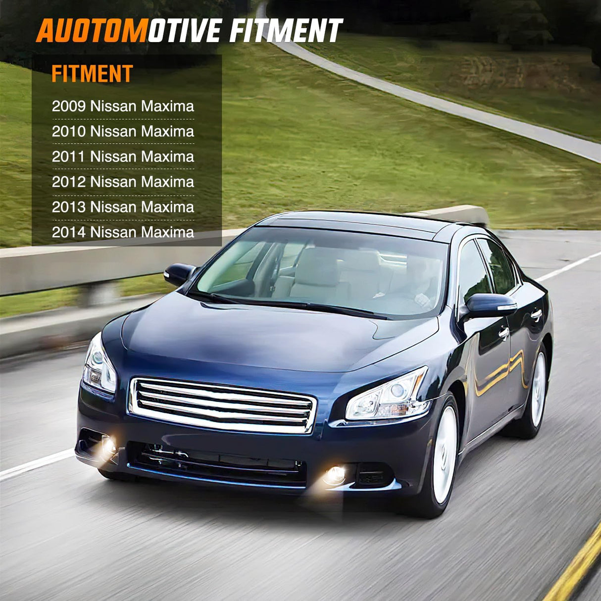 Fog Light Assembly Compatible with 2009 2010 2011 2012 2013 2014 Nissan Maxima Clear Lens Lamps Replacement H11 12V 55W Bulbs