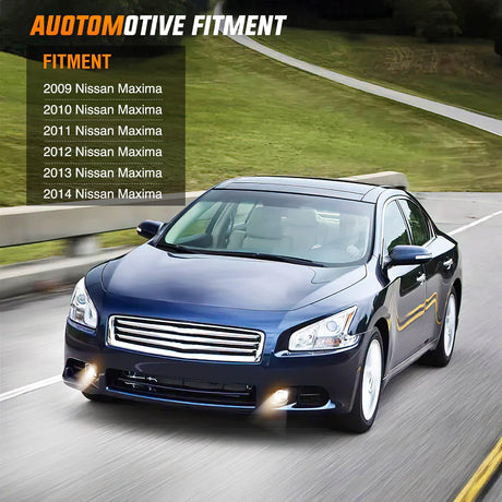 Fog Light Assembly Compatible with 2009 2010 2011 2012 2013 2014 Nissan Maxima Clear Lens Lamps Replacement H11 12V 55W Bulbs