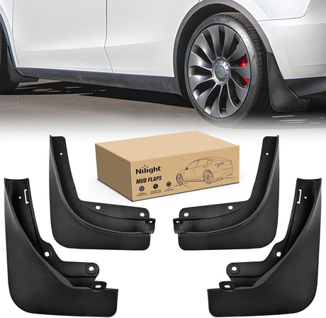 Mud Flaps for Tesla Model Y 2020 2021 2022 2023 2024 2025, No Drilling Precision Fit Exterior Accessories Heavy-Duty Splash Guards Protection, Front & Rear Set