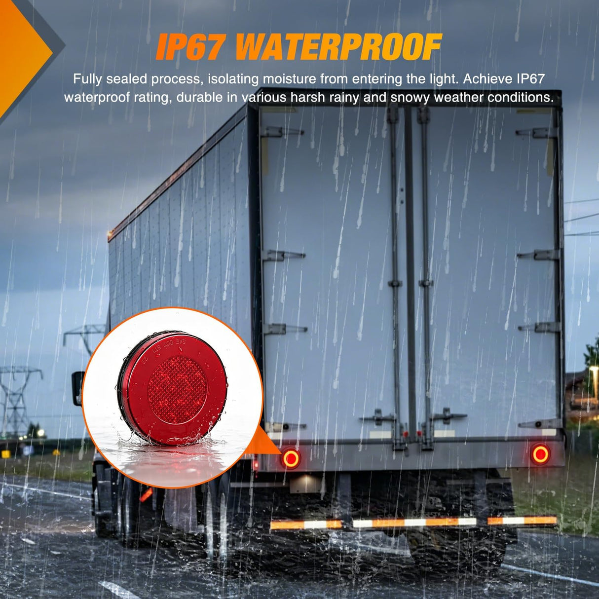 Trailer Tail Lights 2PCS 4Inch Round 32LED Red Halo Ring | Grommet Mount IP67 Waterproof Marker Clearance Stop Brake Turn Running Taillights for Trailer Truck Pickup Camper RV