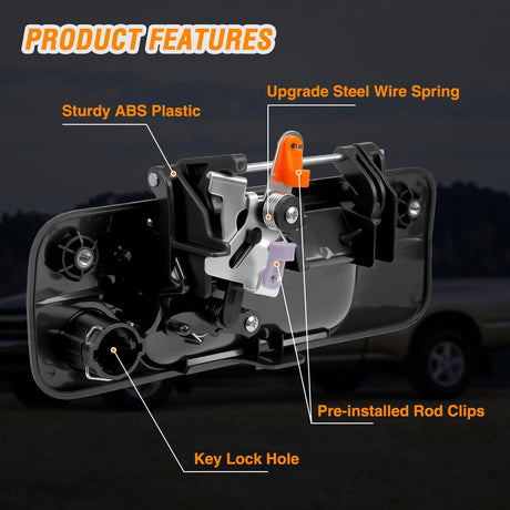 Tailgate Handle Compatible with 2007 08 09 10 11 12 2013 Toyota Tundra Outside Liftgate Latch Tail Gate Car Door Handles with Key Lock Hole Assembly Replaces OEM# 81213, TO1915113, 69090-0C040