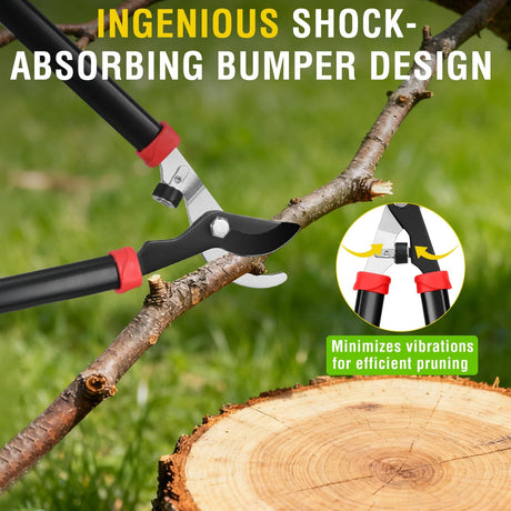 28 Inch Loppers for Tree Trimming Heavy Duty Tree Trimmer Sharp Steel Blade Bypass Loppers Branch Cutter up to 1.5 Inch Dia Cut Capacity Shock-Absorbing Bumper Handle Ideal for Garden Maintenance