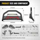 Bull Bar with Light Bar&License Plate Hole Compatible with Toyota Tundra 2022 2023 2024 Truck Brush Guard, Front Bumper Push Bar w/Grille Skid Plate Light Mount