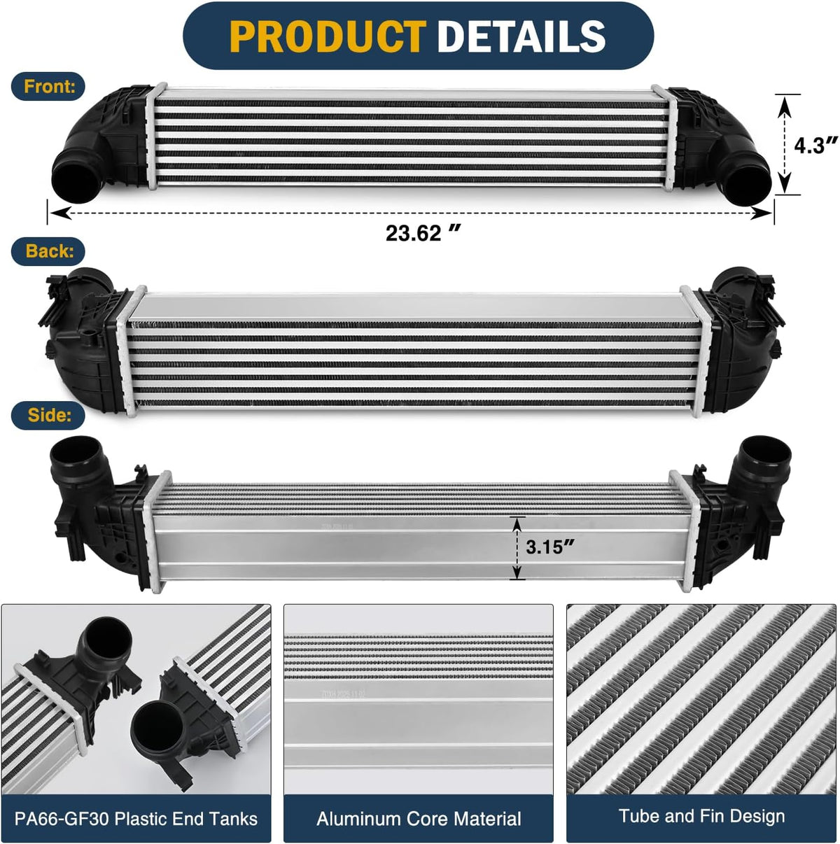 Intercooler Compatible with Chevrolet Cruze 2016 2017 2018 2019 Sedan/Hatchback 4-Door 1.4L L4 Aluminum Turbo Intercooler Charge Air Inter Cooler Replace 13356681,39116550,18088,96140,42853841