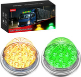 Watermelon Light 17 LED Dual Color 2PCS Stainless Steel Bezel Amber to Green Side Marker Clearance Turn Signal Lights 4 Plug IP68 Waterproof for Trailer Truck Pickup Camper RV ATV UTV Boat