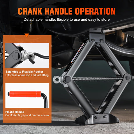 Scissor Jack for Car 2 Ton (4409 lbs), Heavy Duty Steel Scissor Lift Jack Car Kit with Crank Handle for Sedan SUV MPV Tire Changing, 3.9 Inch-15.7 Inch Lifting Range Portable Small Jack, Black