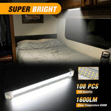 LED Interior Light Bar 4PCS 13.4 Inch Strip Lights | 108 LEDs with 1600LM Output On Off Switch and 12V to 85V Compatibility for RV Camper Enclosed Cargo Trailer Boat and Van