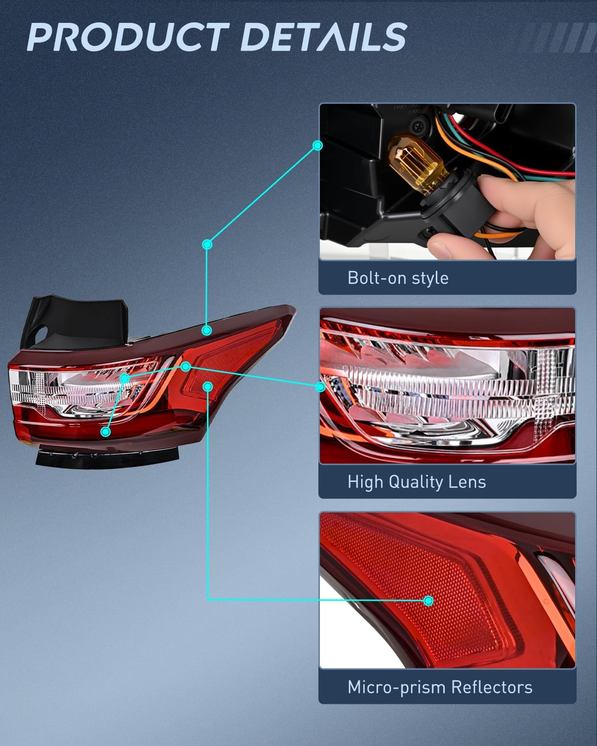 Taillight Assembly for 2018 2019 2020 2021 Chevy Traverse | LED Outer Tail Light OE Style Rear Lamp Replacement Passenger Side