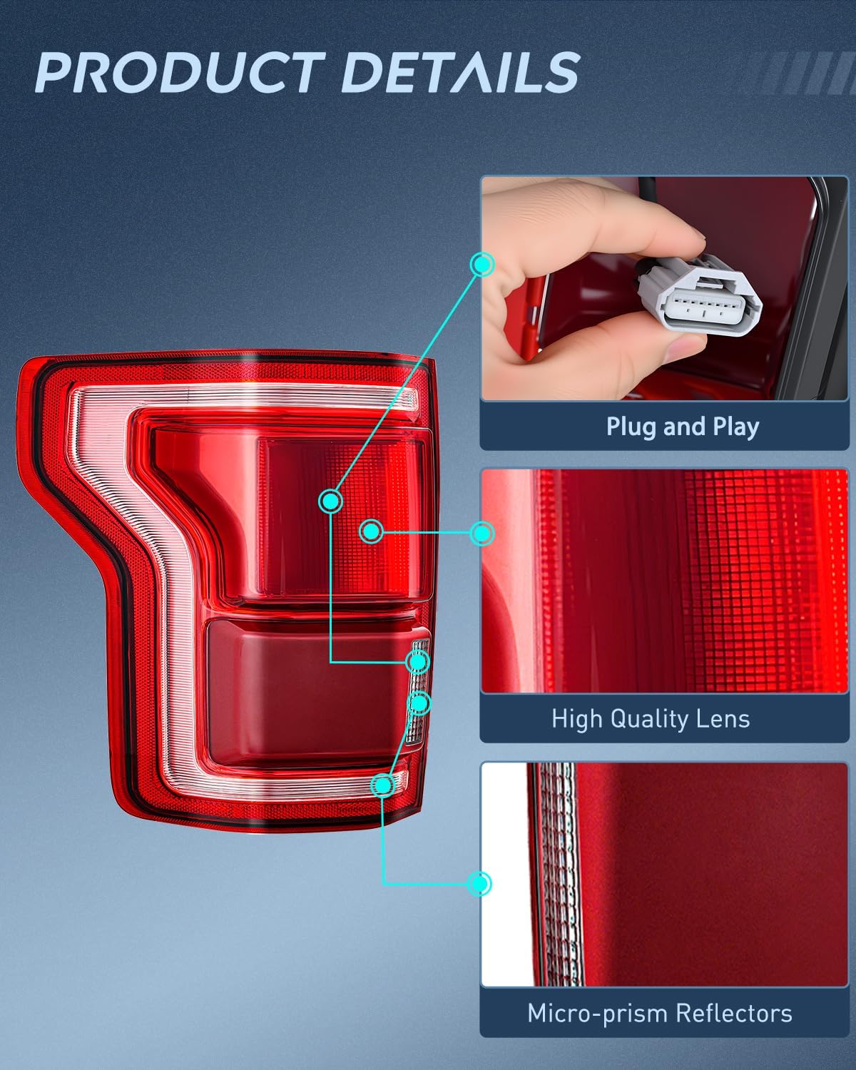 Taillight Assembly Compatible with 2015 2016 2017 Ford F150 F-150 Rear Tail Light with LED and Blind Spot System Lamp Replacement OE Style Radar Module NOT Included Passenger Side