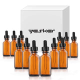 Amber Glass Bottles for Essential Oils with Glass Eye Dropper 30 ml (1oz) for Essential Oils, Chemistry Lab Chemicals, Colognes & Perfumes (12 Pack)