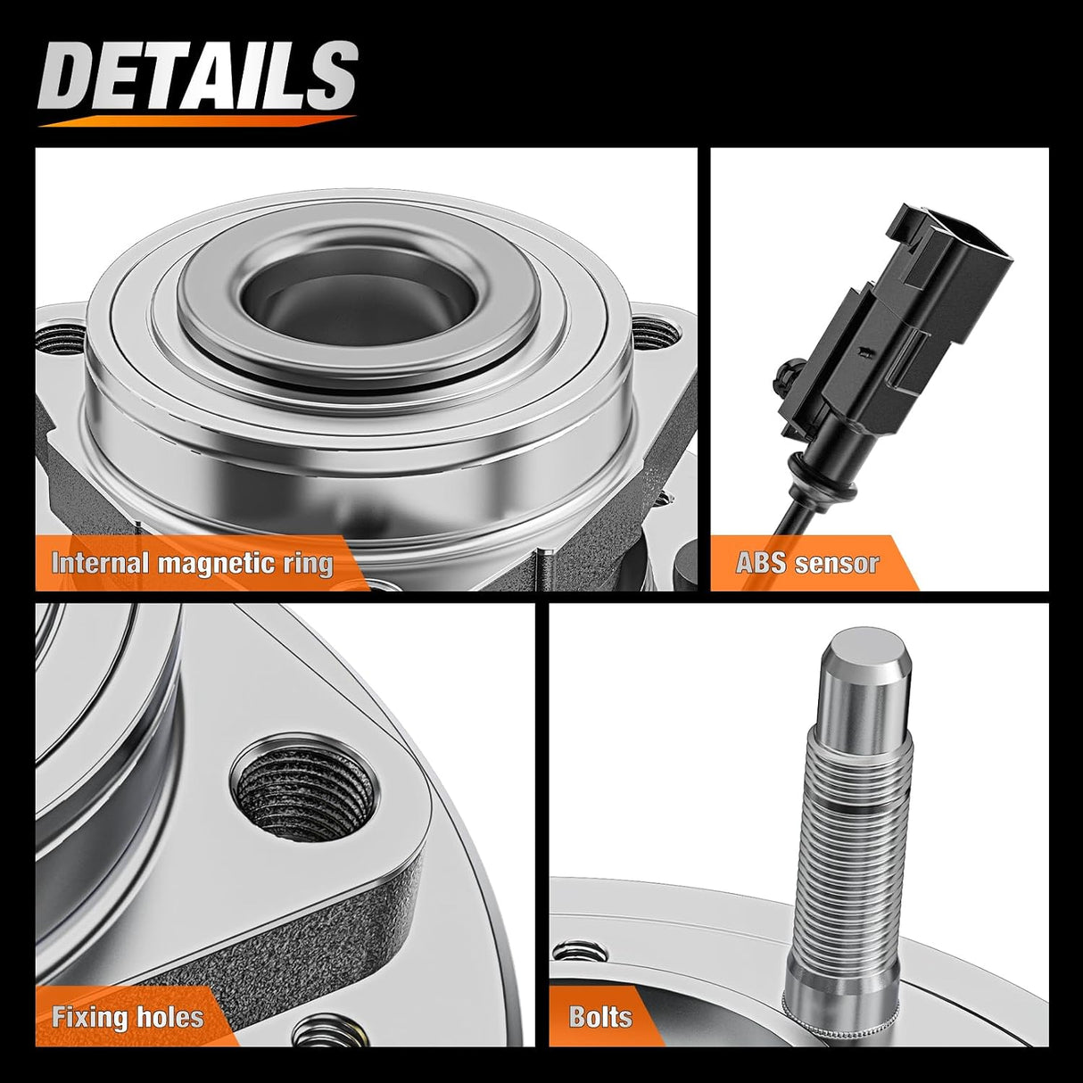 Front Wheel Bearing and Hub Assembly for Chevrolet Tahoe Suburban 2015–2020, GMC Yukon XL 2015–2020, Silverado 1500 2014–2018, GMC Sierra 1500 2014-2018, Escalade, 4WD-2Pack