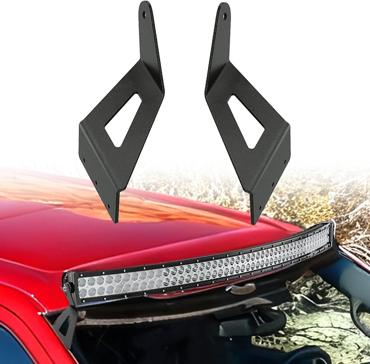 54 inch Curved LED Light Bar Bracket Mounting Upper Windshield Roof Cab Brackets Compatible with Ford F250 F350 F450 Super Duty 1999-2016