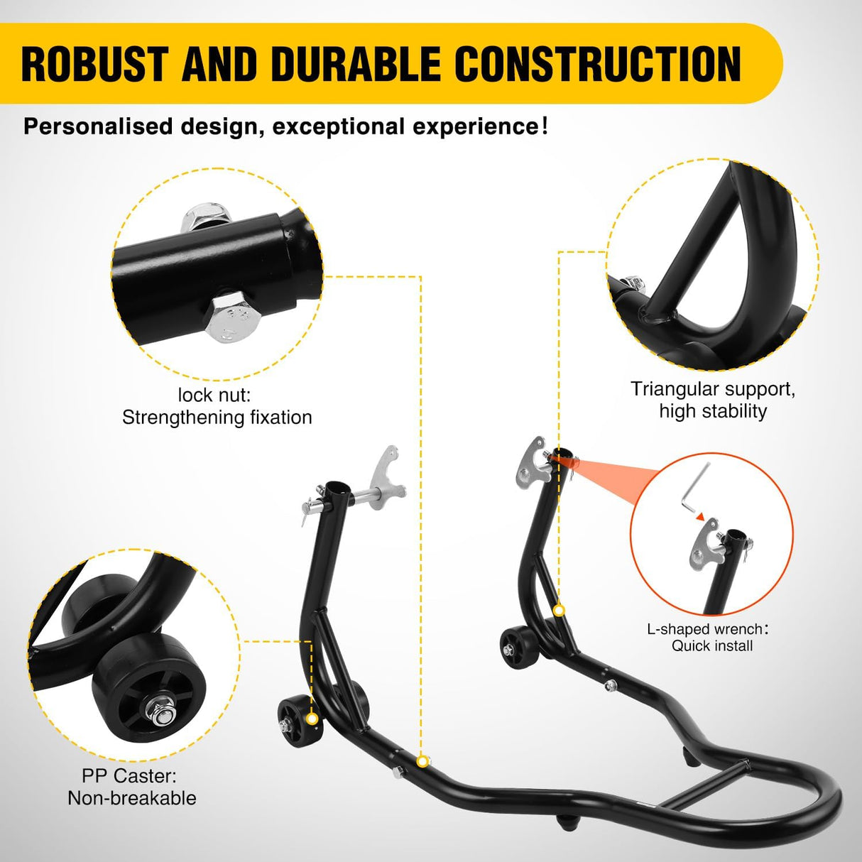 Universal Motorcycle Stand Lift 850lbs Front Rear Combo Stand Lift Stand Front Wheel Fork Stand Rear U+L Fork Swingarm Spool Stand for Most Yamaha Honda Kawasaki Suzuki Motorcycles
