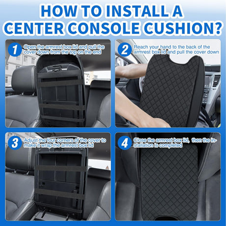 Center Console Cover Compatible with 2015-2020 Ford F150 2017-2022 F250 F350 F450 PVC Leather Armrest Cover for Car Middle Center Console Pad Car Armrest Box Cover(Bucket Seat Only) -Black