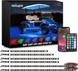 6PCS Golf Cart RGB LED Underglow Light Strips Kit APP & Remote | Multi-Mode Neon Accent Lighting Lamp Sound Active Music Sync IP67 Waterproof 12V-66V Input for EZGO Yamaha Club Car