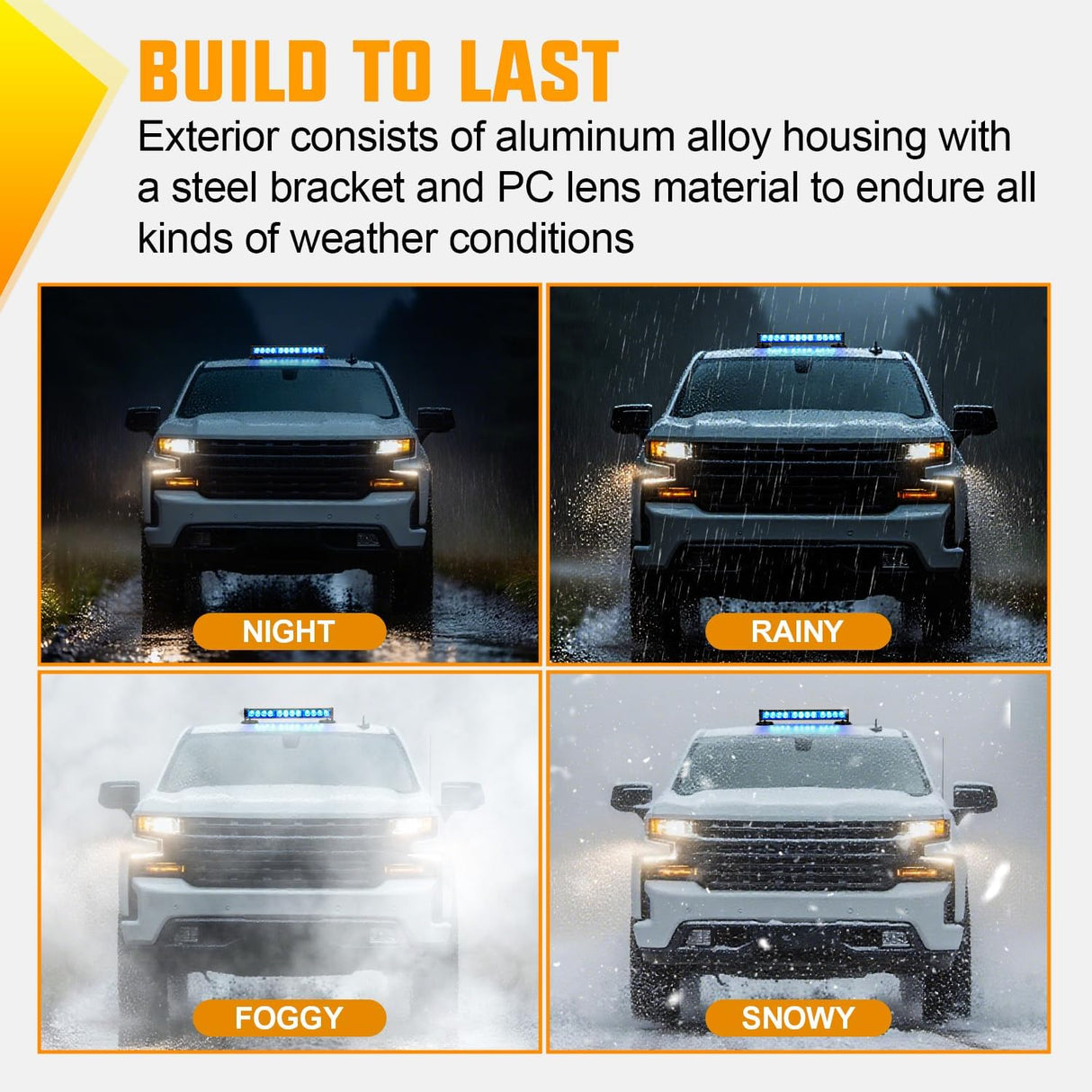 12LED Wireless Blue Strobe Light 14 Inch Magnetic Mount 12V | Rooftop Rechargeable Portable Mini Light Bar Hazard Flash for Car Truck Trailer Snow Plow Construction 20 Flashing Modes
