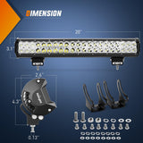 LED Light Bar 20 Inch 126W Spot Flood Combo Yellow Beam Off Road Lamp Fishing Hunting Emergency Deck Work Lighting for Trucks UTV Pick-up Van Boat Tractor