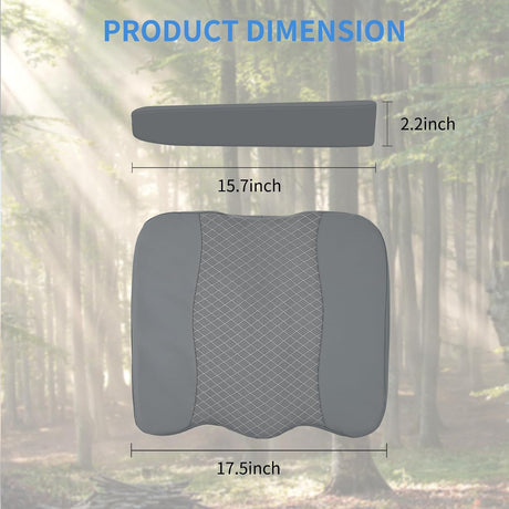 Car Seat Cushion Grey Leather Breathable Mesh Splicing Cushion Memory Foam Suitable for Daily Life Driving Relieves Sciatica and Tialbone Pain Improves Drive Visibility