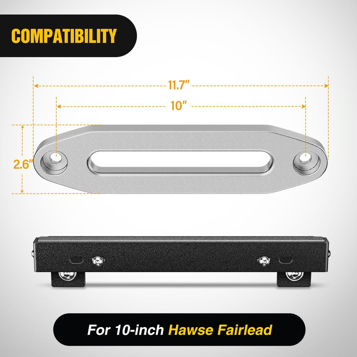 Universal Flip-Up Plate Frame for 10 Inch Hawse Fairlead Mount Front License Bracket Holder Relocation Bumper Winch Mount Roller Fit for Most Pickup Trucks Off-Road Cars SUVs