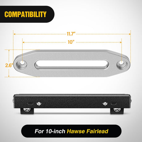 Universal Flip-Up Plate Frame for 10 Inch Hawse Fairlead Mount Front License Bracket Holder Relocation Bumper Winch Mount Roller Fit for Most Pickup Trucks Off-Road Cars SUVs