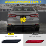 Rear Bumper Tail Light Compatible with 2018 2019 2020 2021 2022 2023 2024 2025 Toyota Camry Smoke Lens LED Reflector Rear Bumper Lamps Brake Turn Signal Sequential Flashing Driving Taillights