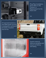 Taillight Assembly for 2019 2020 2021 2022 2023 Chevy Silverado1500 | 2020 2021 2022 2023 Silverado 2500HD 3500HD LED Tail Light Rear Lamp Replacement Driver and Passenger Side