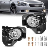 Fog Light Assembly Compatible with 2009 2010 2011 2012 2013 2014 Nissan Maxima Clear Lens Lamps Replacement H11 12V 55W Bulbs