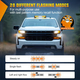 12LED Wireless Emergency Strobe Light Amber White 14 Inch Magnetic Mount Mini Light Bar 12V Rooftop Powered Hazard Warning Flashing Lights for Car Truck Trailer Snow Plow Construction Vehicles