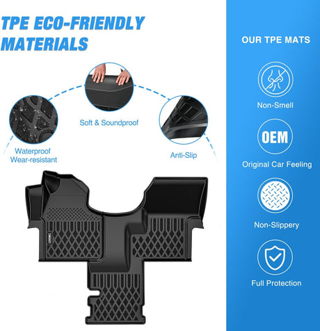 TPE Floor Mats for All Mercedes Benz Sprinter 2500 3500 2019 2020 2021 2022 2023 2024 2025 Weather Custom Fit Heavy Duty Floor Liners