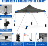 10x10 Pop Up Canopy Tent with 4 Sidewalls Portable Folding Outdoor Canopy Easy Setup Gazebo Waterproof Instant Popup Shelter Tent w Wheeled Carry Bag sandbags for Events Parties Camping, Gray