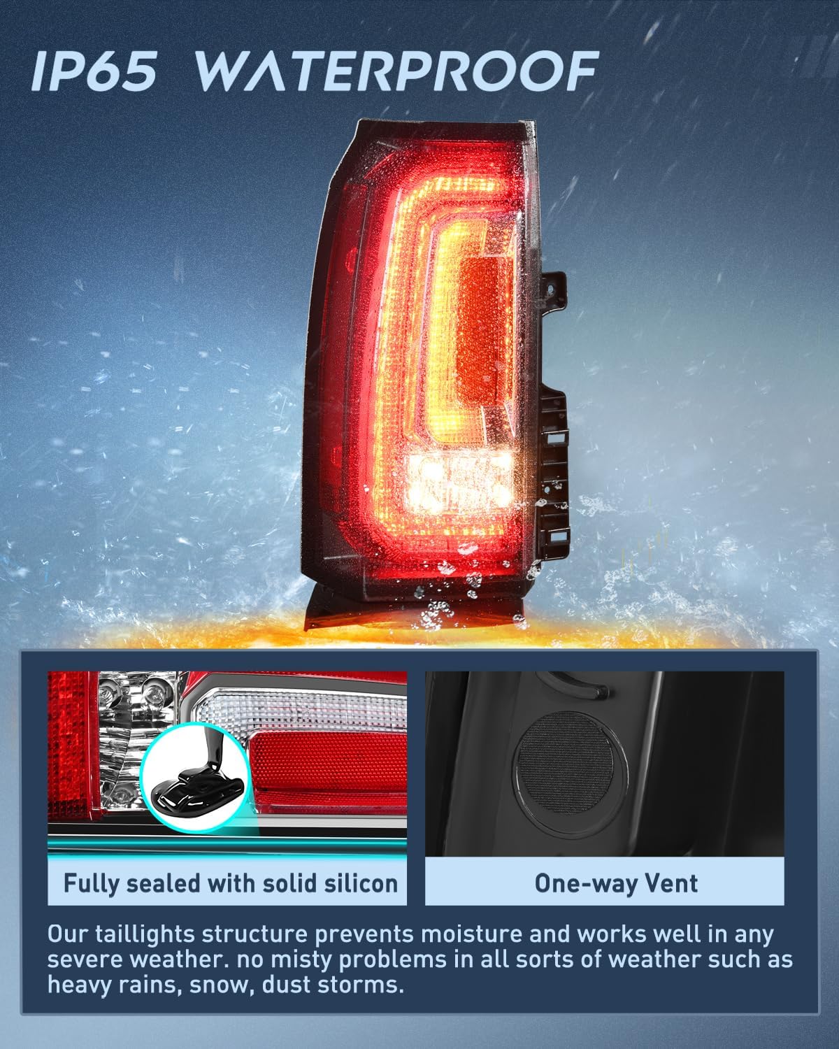 Taillight Assembly Compatible with 2015 2016 2017 2018 2019 2020 GMC Yukon and Yukon XL 2015-2018 submodel Denali SLE SLT LED Type Tail Lights Rear Lamp Replacement Driver Side