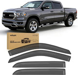 Window Visors for Ram 1500 Crew Cab 2019-2025 (New Body Style) | Outside Mount Rain Guards Vent Visors Window Deflectors, Smoke Tint, 4PCS