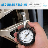 Tire Pressure Gauge 60PSI Heavy Duty Stainless Steel Air Chucks ANSI B40.1 Certified Large 2 Inch Dial Wheel Service Checker for Truck Semi Truck ATV Motorhome Cars & RV Accessories