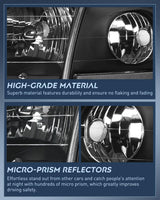 Headlight Assembly Compatible with 1997 1998 1999 2000 2001 2002 2003 Ford F-150 Expedition Black Housing