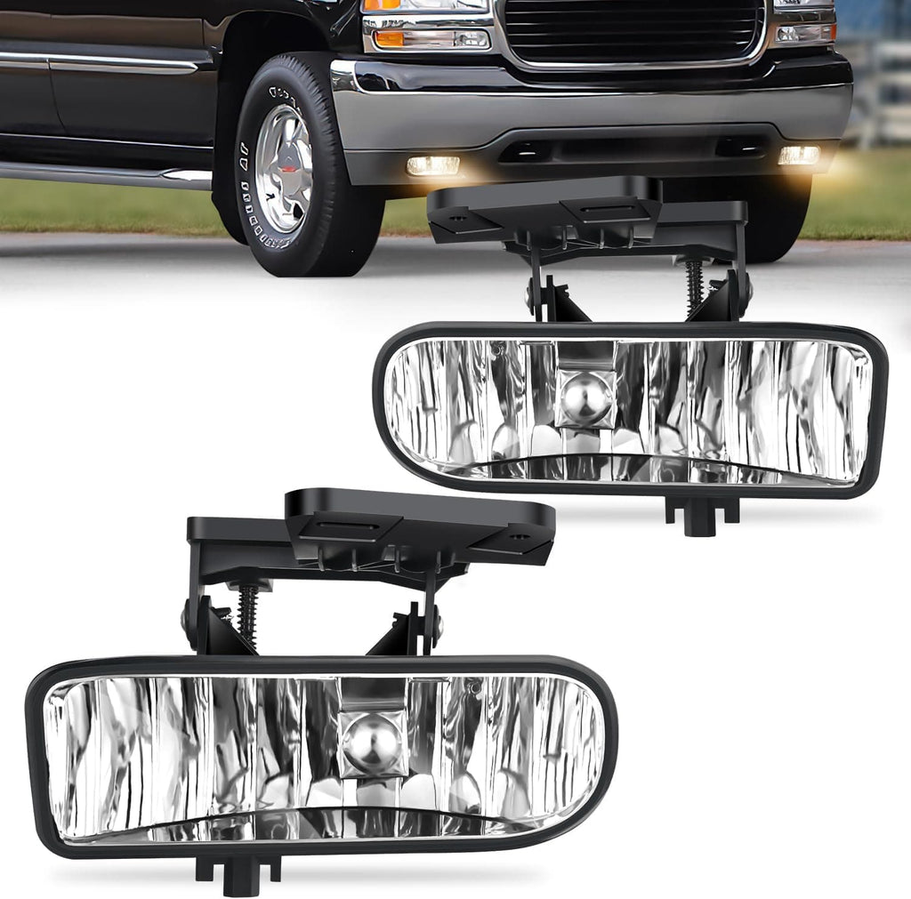 Fog Light Assembly Fog Light Assembly For 1999 2000 2001 2002 GMC Sierra 1500 2500 2001 2002 Sierra 1500HD 2500HD 3500 2000-2006 Yukon Fog Lamp Clear Lens