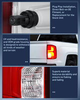 Taillight Assembly for 2016 2017 2018 Chevy Silverado 1500 | High Country Custom LS LT LTZ SSV WT LED Models Tail Light OE Style Rear Lamp Replacement Driver and Passenger Side