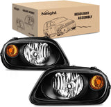 Headlight Assembly Compatible with 2006 2007 2008 2009 2010 2011 Chevy HHR Halogen Type Factory OE Style Chevrolet HHR Replacement Black Housing Amber Reflector Passenger and Driver Side